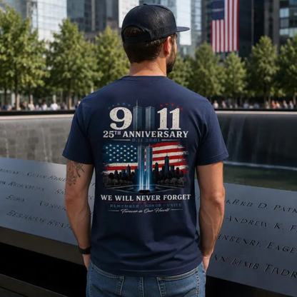9/11 25th Anniversary Memorial Shirt - Never Forget Patriot Graphic Tee