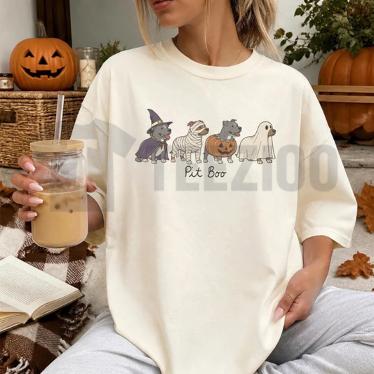 Halloween Pitbull Shirt - Spooky Ghost Dog Graphic Tee
