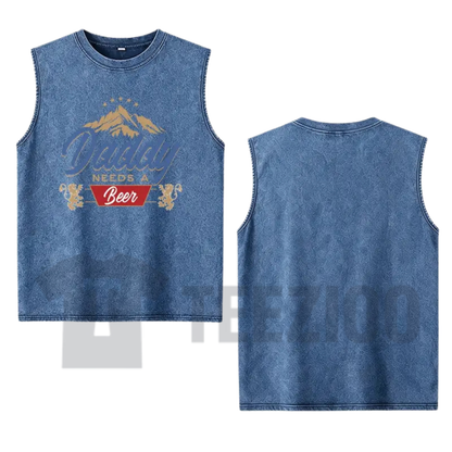 Men's "Daddy Needs A Beer" Tank Top - Retro Funny Drinking Graphic Sleeveless Shirt
