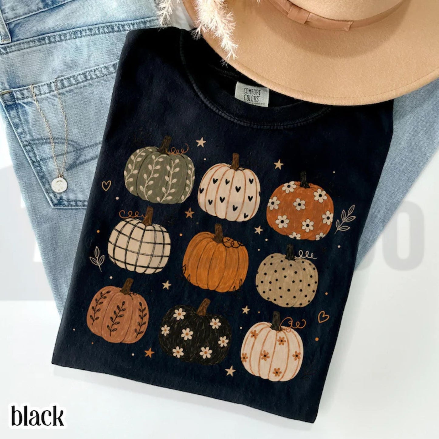 Boho Pumpkin Comfort Colors Shirt – Cute Fall Autumn Pattern Tee