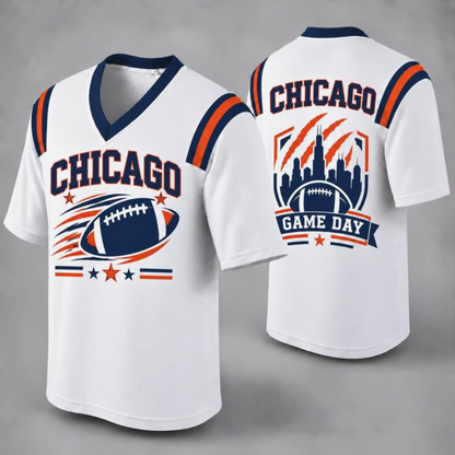 Unisex Football Fan Jersey - White V-Neck Mesh Game Day Shirt (32 Teams)