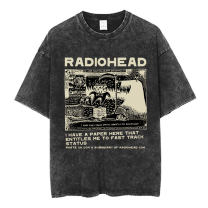 Radiohead Washed Cotton Band T-Shirt | Retro Rock Tee