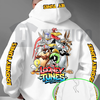 Looney Tunes Gradient Print Hoodie - Vintage Retro Cartoon Streetwear Pullover