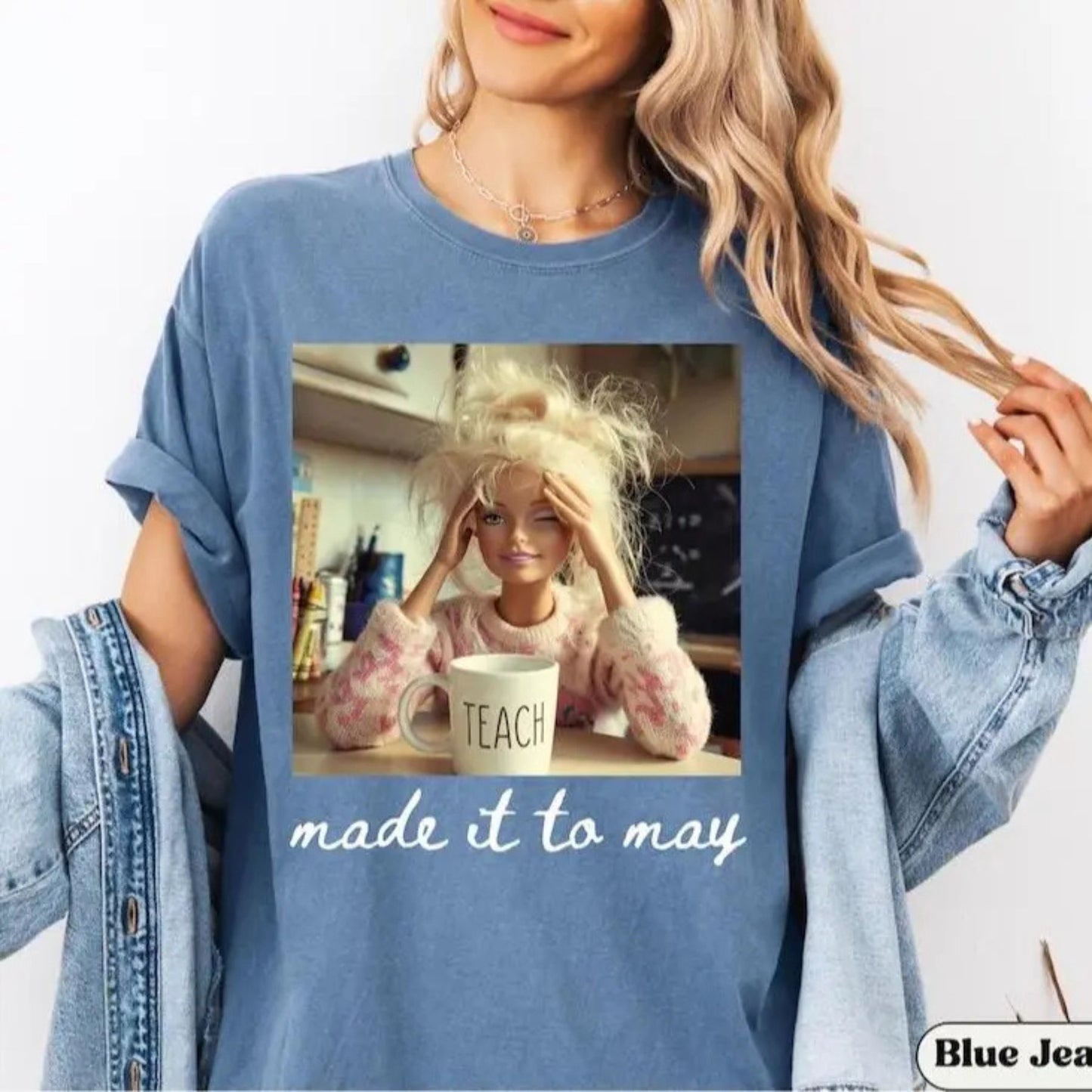 Comfort Colors Last Day of School Teacher T-Shirt – Funny Doll Face Meme Graphic Tee, Summer Break Humor Shirt