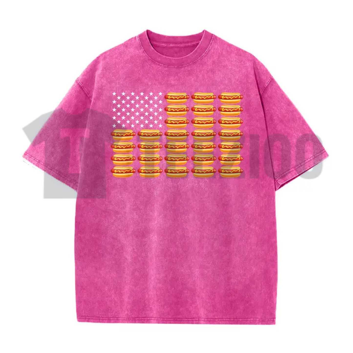 July 4th Hot Dog T-Shirt – Retro American Flag Patriotic Summer BBQ Tee