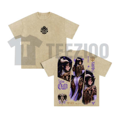 Albedo Succubus Anime T-Shirt - Retro Overlord Vintage Washed Graphic Tee