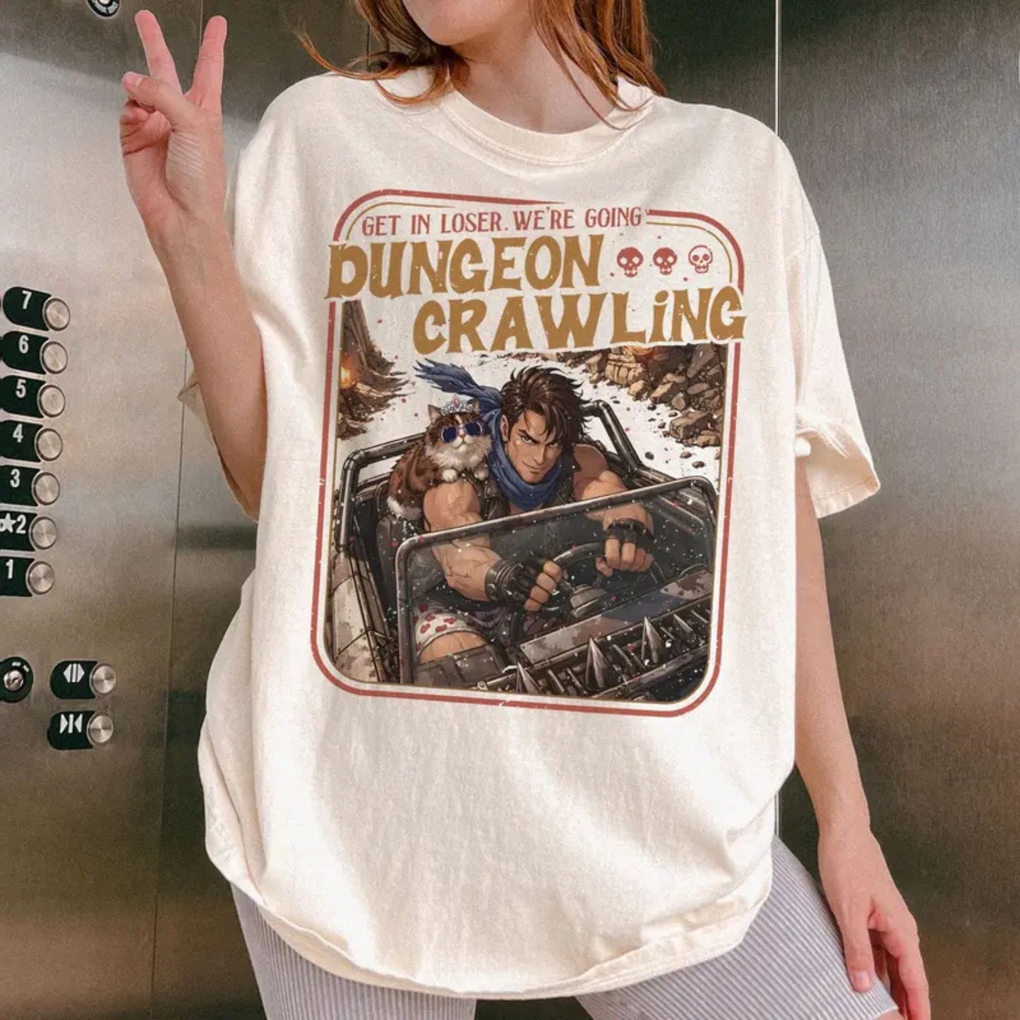 Comfort Colors® Dungeon Crawling "Carl & Princess Donut" T-Shirt – Funny Sci-Fi Meme Tee, Retro LitRPG Graphic Shirt, Dungeon Crawler Fan Gift