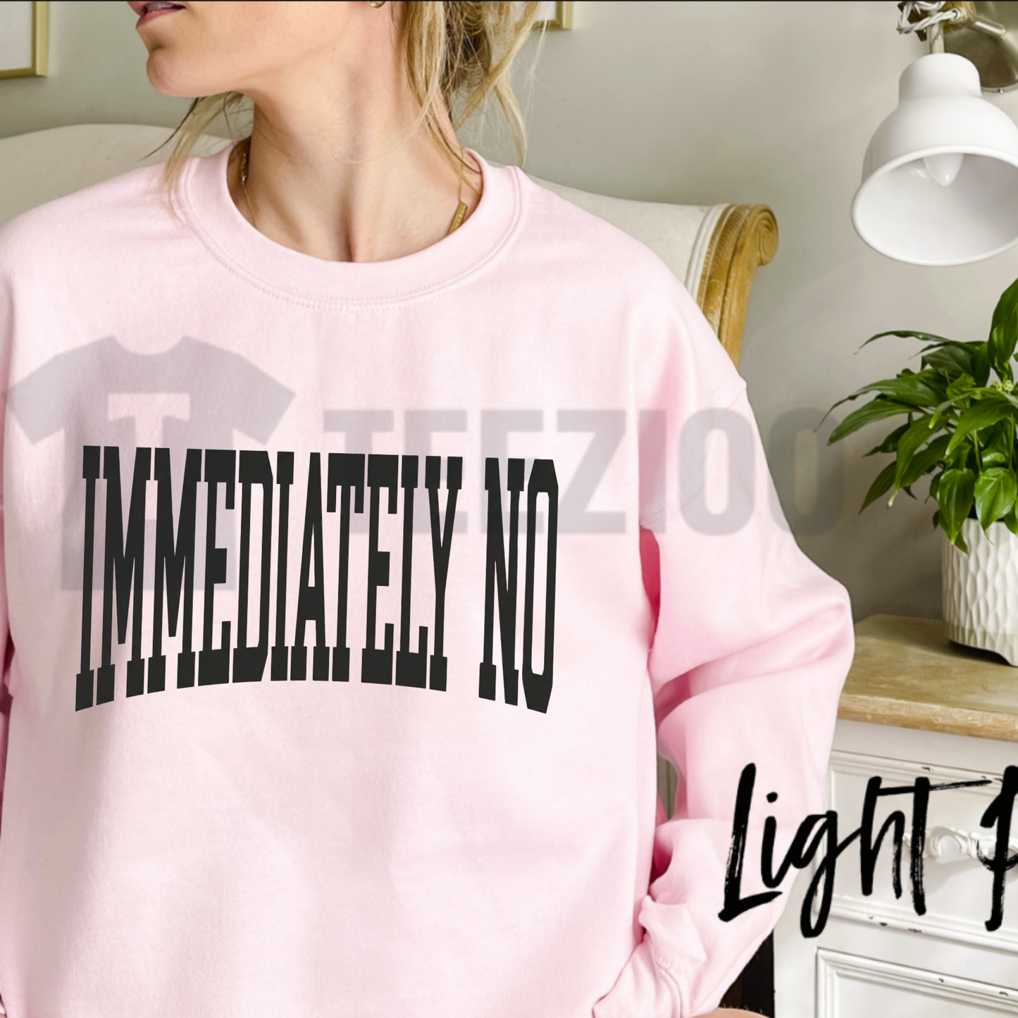 "Immediately No" Graphic Sweatshirt - Retro Sarcastic Quote Crewneck