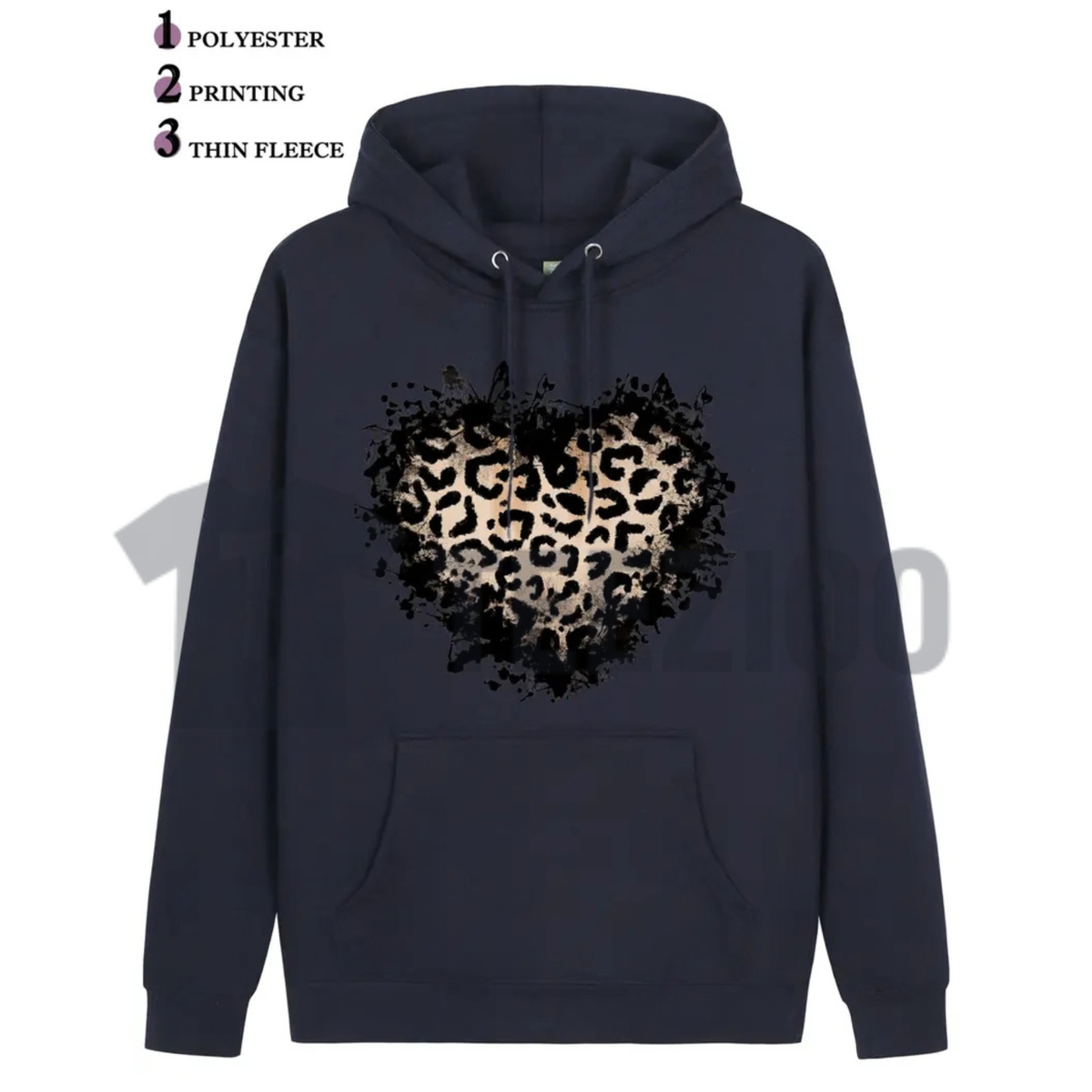 Women's Vintage Distressed Leopard Print Heart Hoodie - Y2K Alt Graphic Pullover