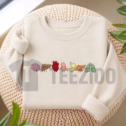 Cute Organ Friends Embroidered Sweatshirt - Funny Anatomy Gift for Nurses & Students