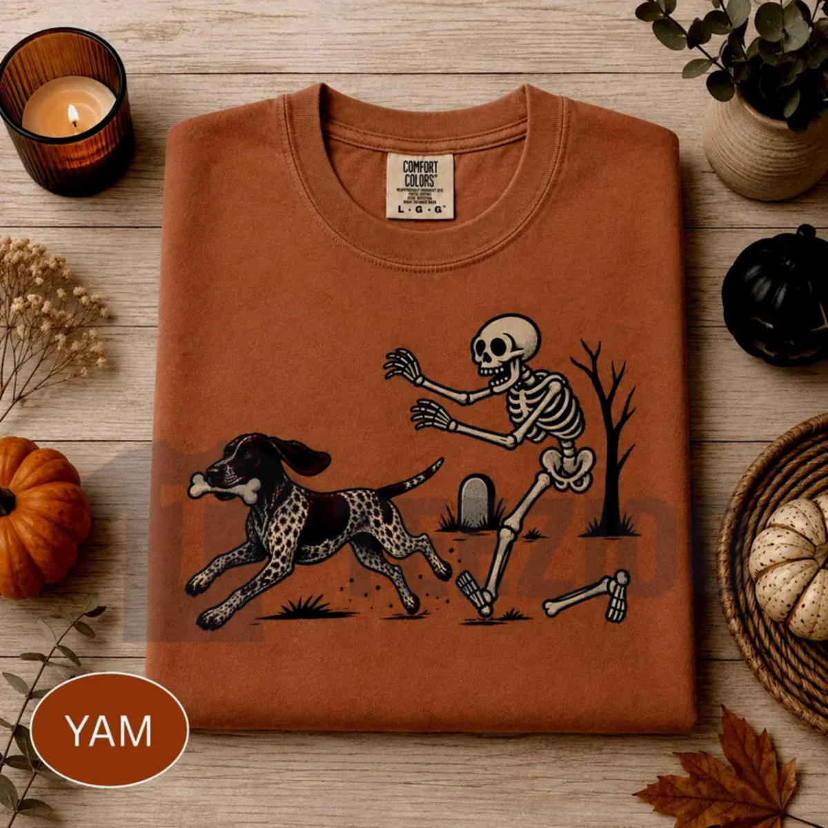 Funny Halloween GSP Shirt - German Shorthaired Pointer Skeleton Tee