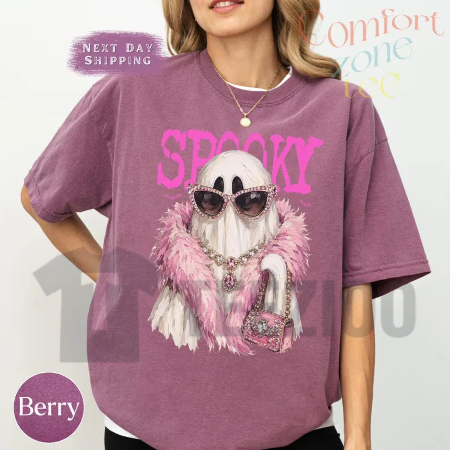 "Spooky Ghost with Boa" T-Shirt - Trendy Halloween Graphic Tee