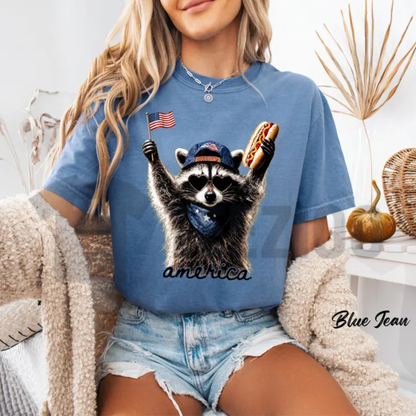 Feral Free Raccoon 4th of July Shirt | Comfort Colors Tee