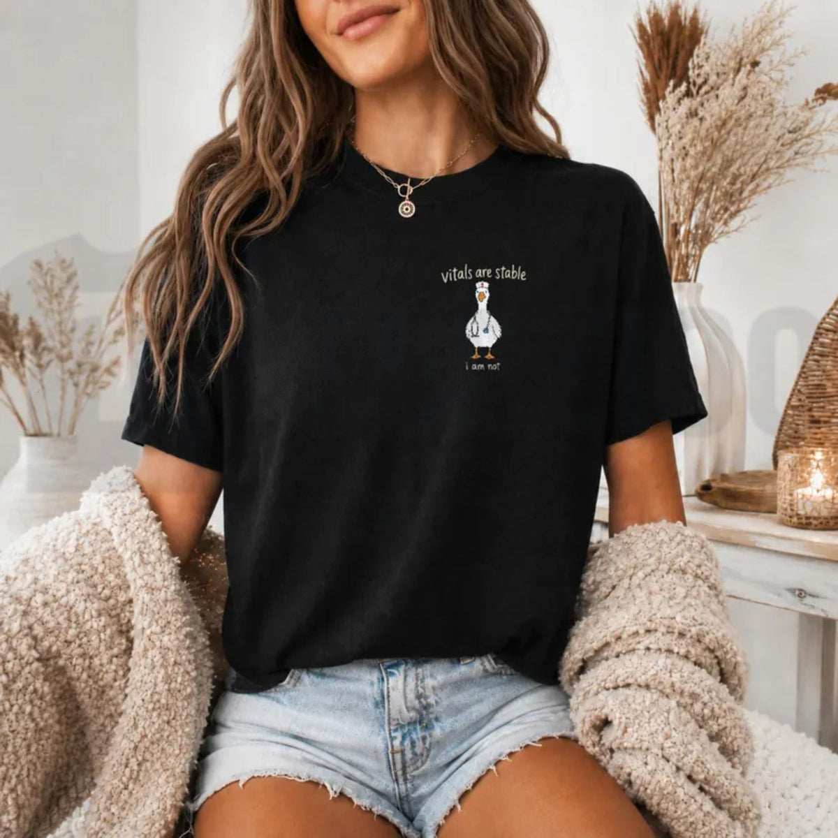 Funny Goose Nurse Vitals Are Stable Comfort Colors Shirt