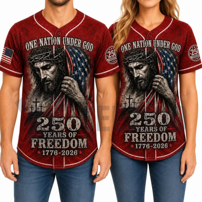 Christian Faith USA 250 Years of Freedom Baseball Jersey - Patriotic 1776–2026 Shirt