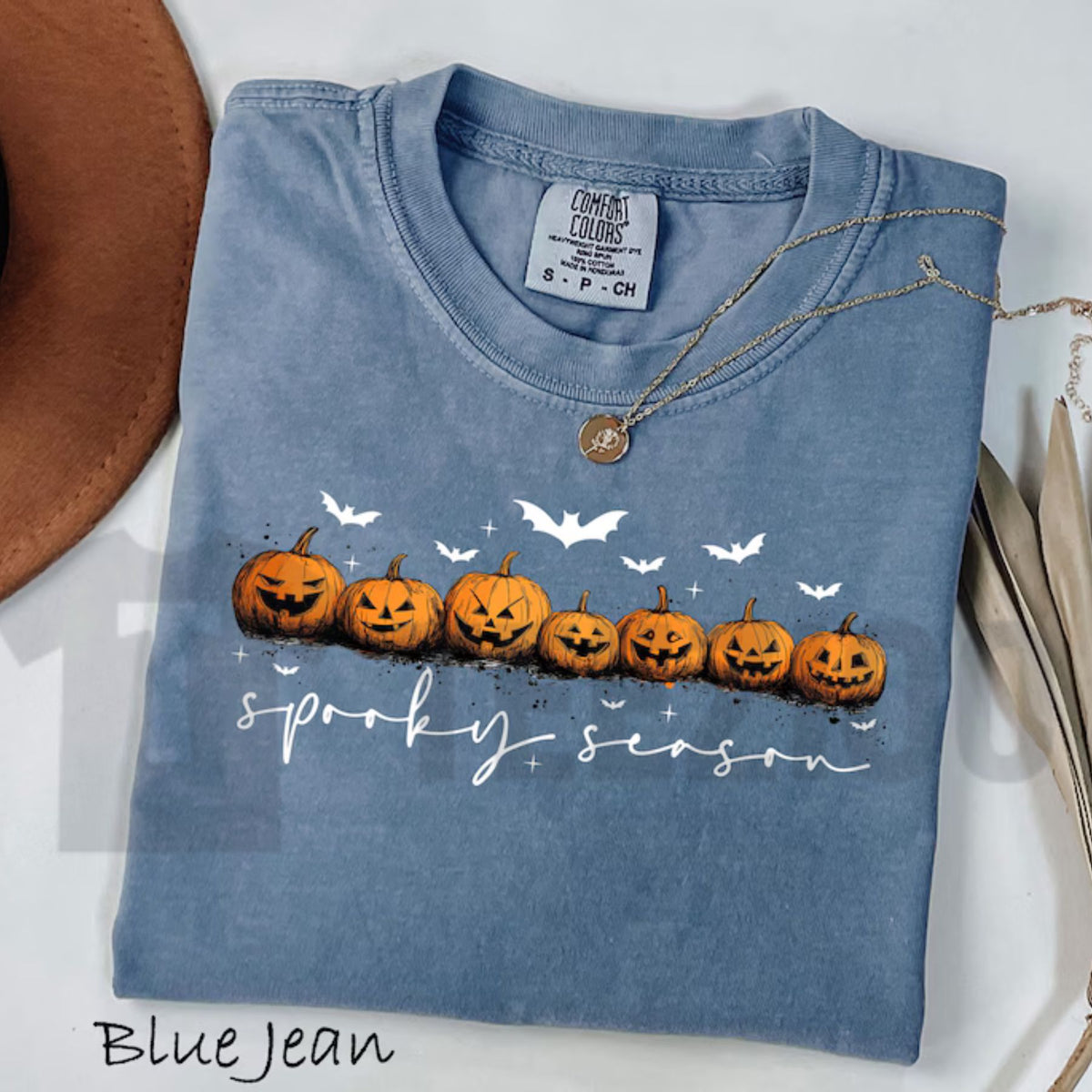 Comfort Colors Spooky Season Pumpkins Shirt – Halloween Ghost & Bat Tee