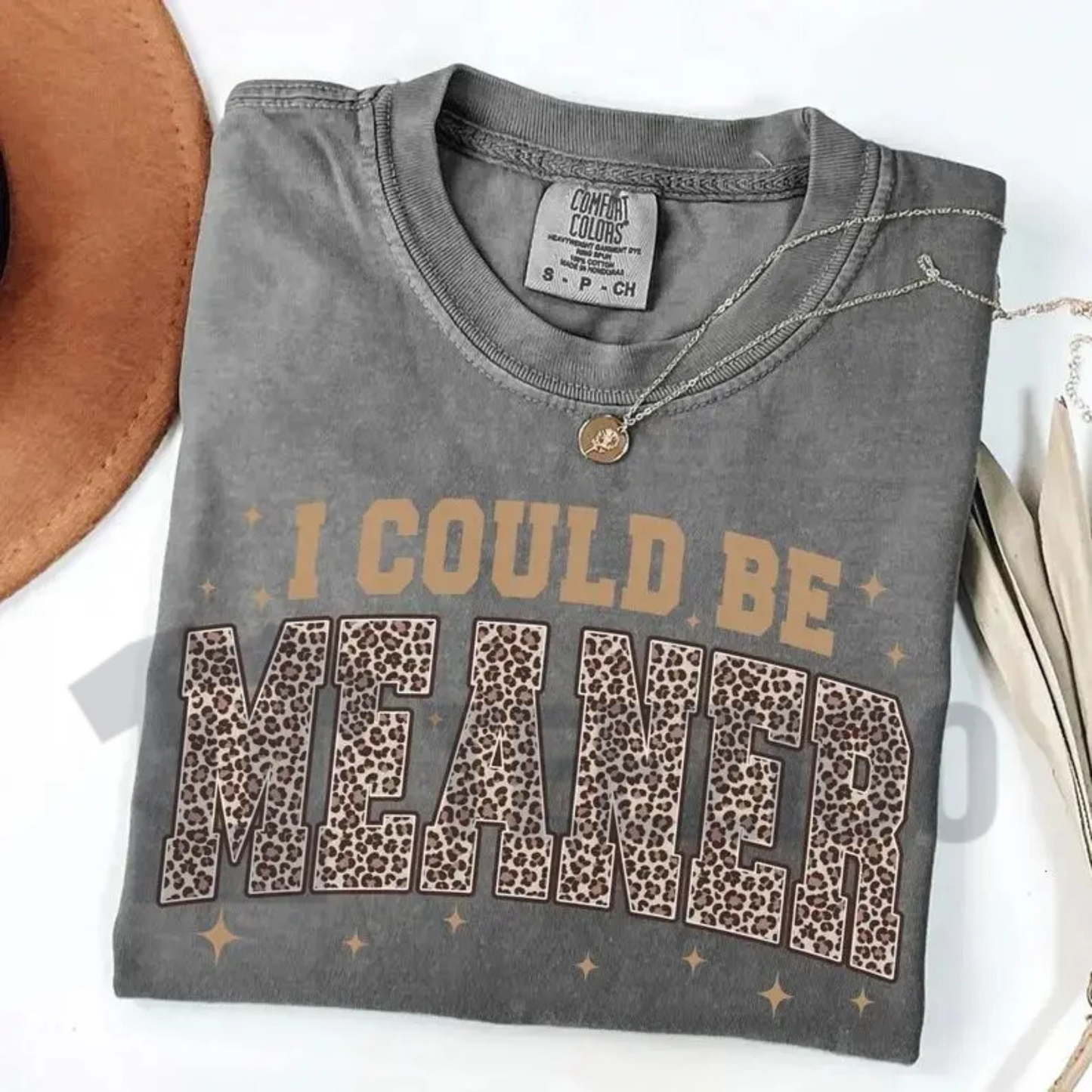 I Could Be Meaner Leopard Shirt | Comfort Colors Tee