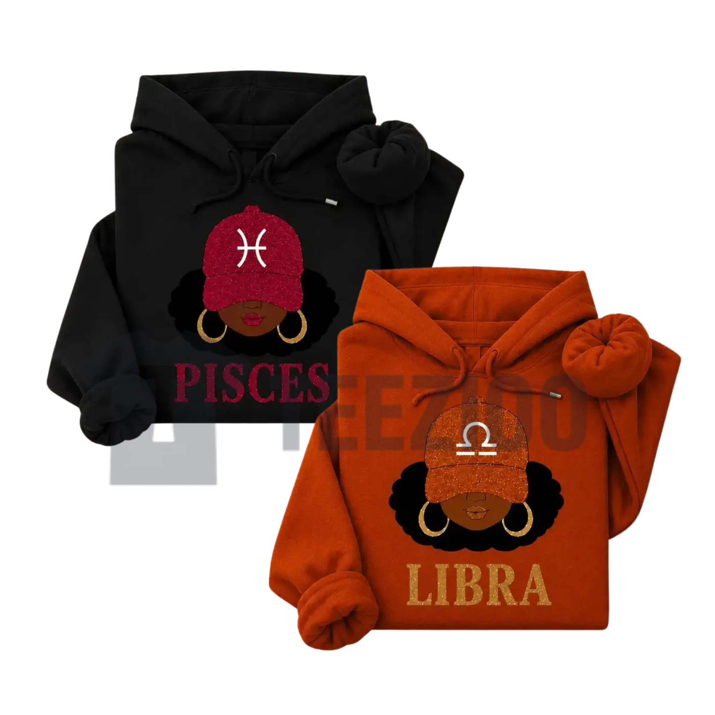 "Zodiac Slay Girl" Afro Zodiac Hoodie - Cozy Horoscope Graphic Pullover