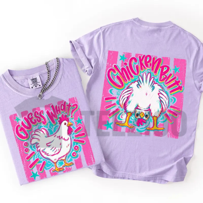 Guess What Chicken Butt T-Shirt – 2-Sided Retro Groovy Poultry Graphic Tee