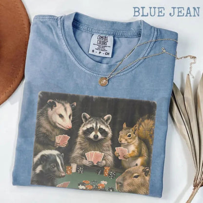 Comfort Colors Animals Playing Poker Premium Vintage Graphic T-Shirt