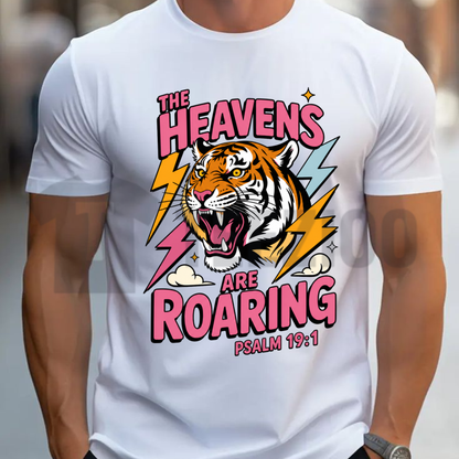 Celestial Thunder Roaring Heavens Graphic Tee - Vintage Streetwear Heavy Cotton Shirt