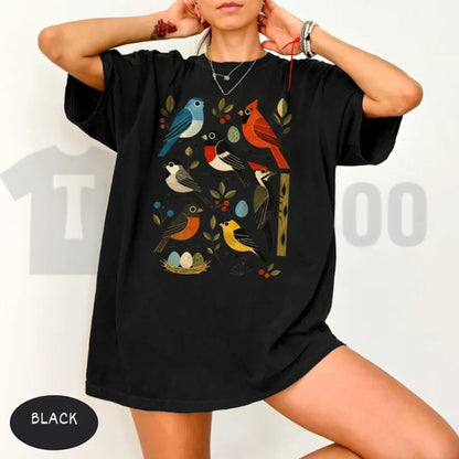 Retro Backyard Birds Cardinal Bluebird Comfort Colors T-Shirt