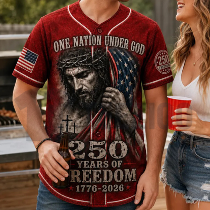 Christian Faith USA 250 Years of Freedom Baseball Jersey - Patriotic 1776–2026 Shirt
