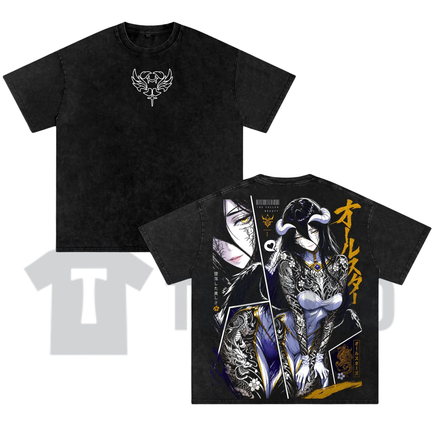 Albedo Succubus Anime T-Shirt - Retro Overlord Vintage Washed Graphic Tee