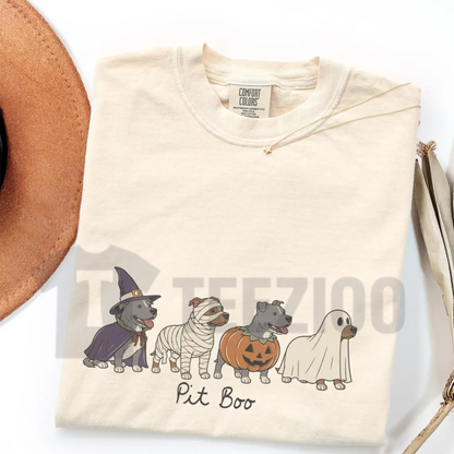 Halloween Pitbull Shirt - Spooky Ghost Dog Graphic Tee
