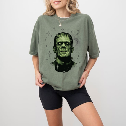 Retro Spooky Celestial Frankenstein Bride Couple Shirt - Halloween Gothic Tee
