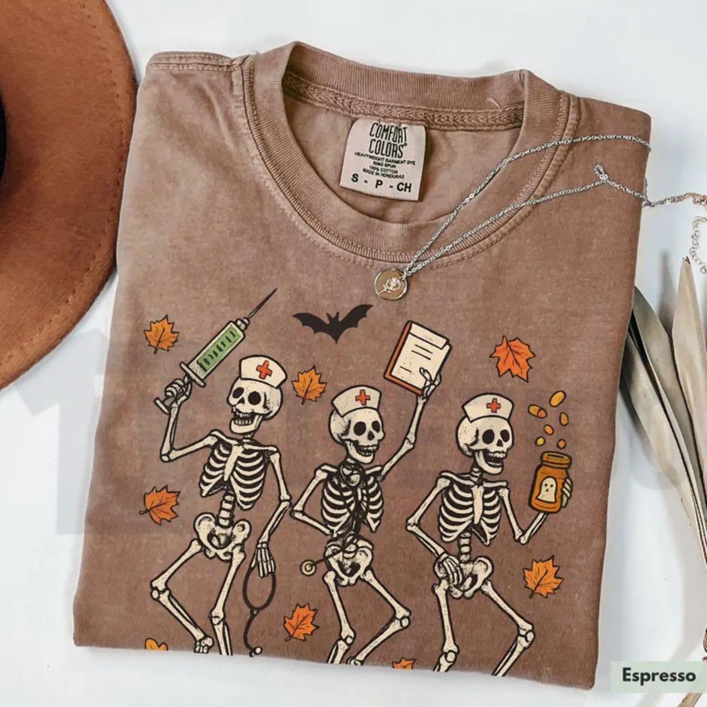 Spooky Season Nurse Skeleton Comfort Colors Shirt – Halloween RN Fall Tee