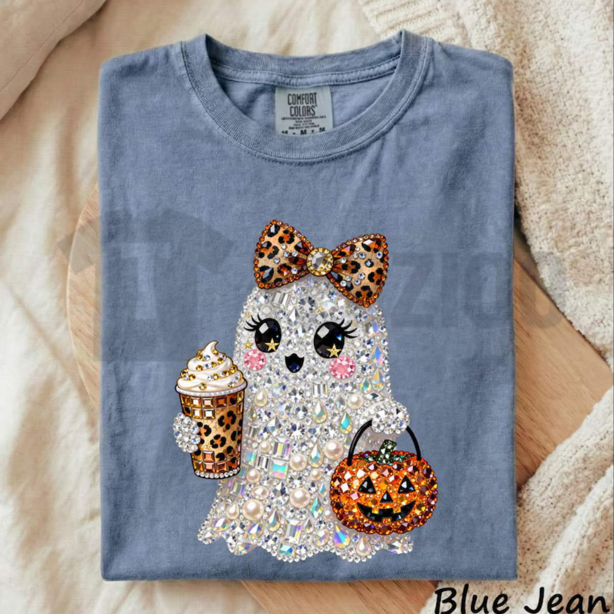Rhinestone Glam Ghost Shirt - Sparkly Girly Halloween Graphic Tee