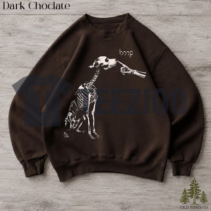 Funny Boop Dog Skeleton Halloween Sweatshirt - Spooky Dog Lover Crewneck