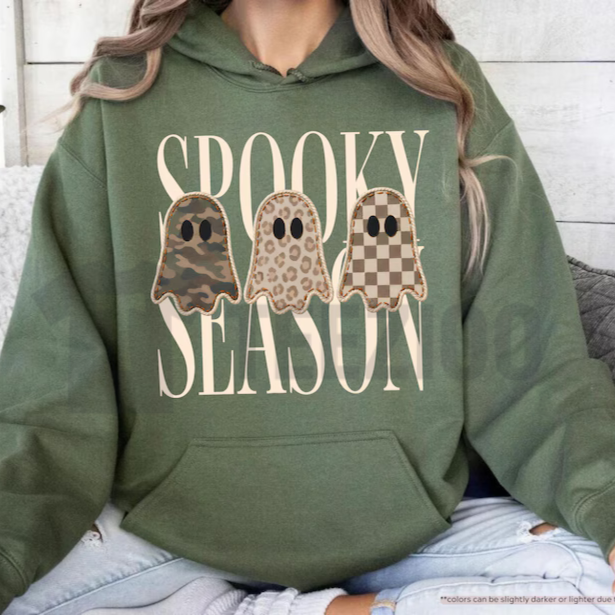 Spooky Season Hoodie - Leopard & Camo Ghost Autumn Graphic Pullover