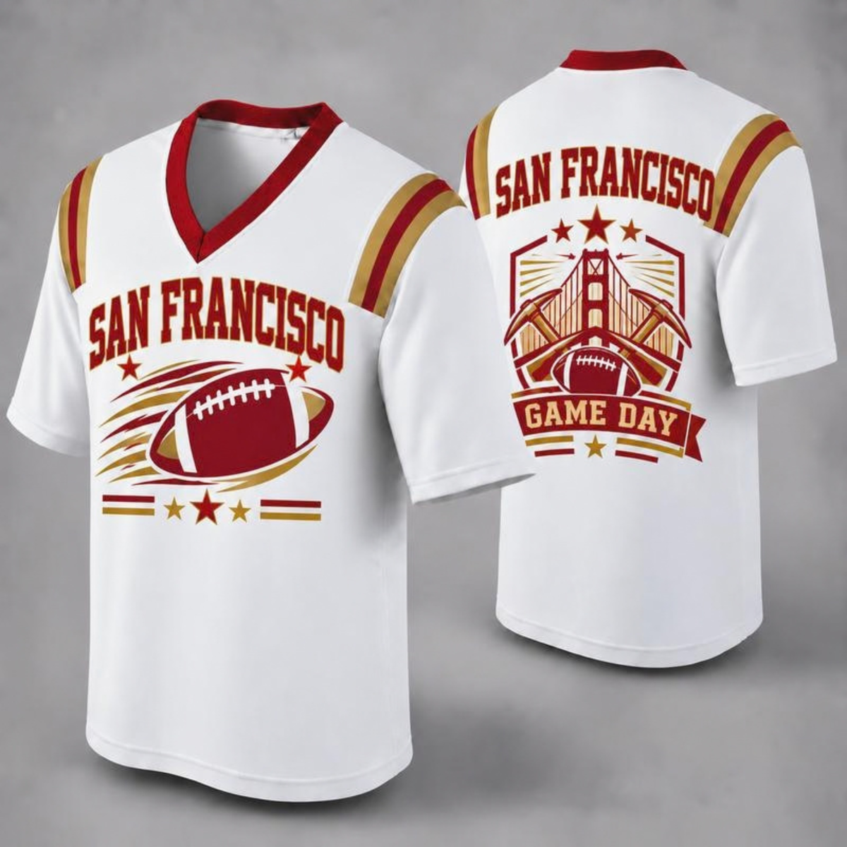 Unisex Football Fan Jersey - White V-Neck Mesh Game Day Shirt (32 Teams)