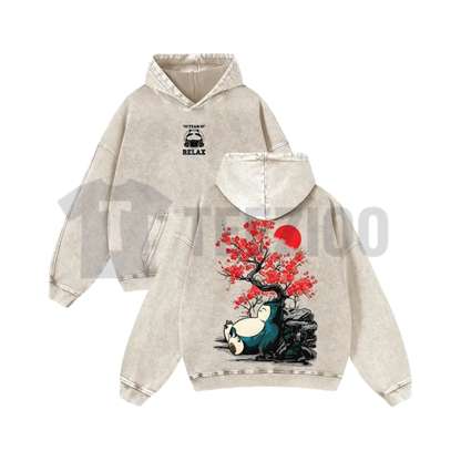Japanese Ink Wash Plum Blossom Hoodie - Oriental Art Graphic Pullover