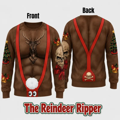 Cheeky Santa Ugly Christmas Sweatshirt - Funny Costume Illusion Crewneck