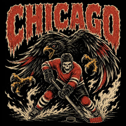USA 32 Teams Ice Hockey Skull Vintage Sweatshirt - 90s Game Day Crewneck