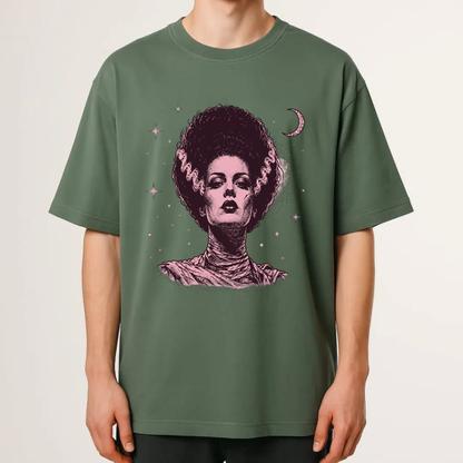 Retro Spooky Celestial Frankenstein Bride Couple Shirt - Halloween Gothic Tee