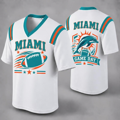Unisex Football Fan Jersey - White V-Neck Mesh Game Day Shirt (32 Teams)