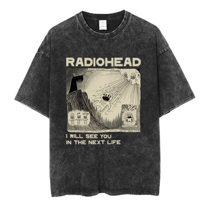 Radiohead Washed Cotton Band T-Shirt | Retro Rock Tee