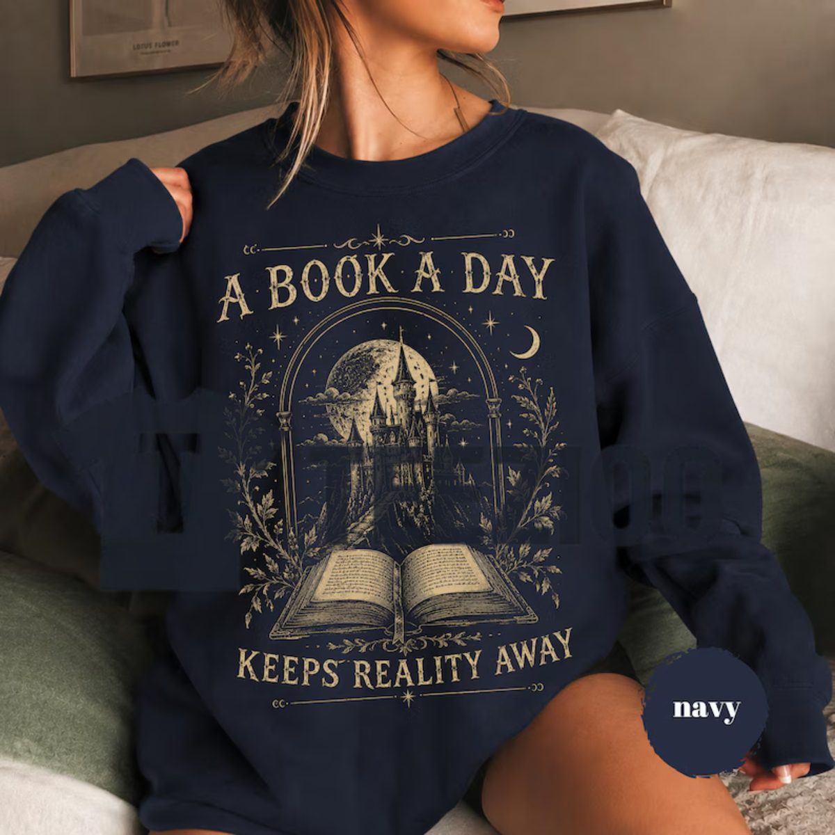 "A Book a Day Dragon" Graphic Sweatshirt - Fantasy Bookworm Fleece Crewneck