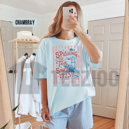 Preppy Striped "Spilling The Tea Since 1773" T-Shirt