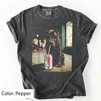 Dogs Drinking Diet Soda T-Shirt – Retro Golden Retriever Graphic Tee