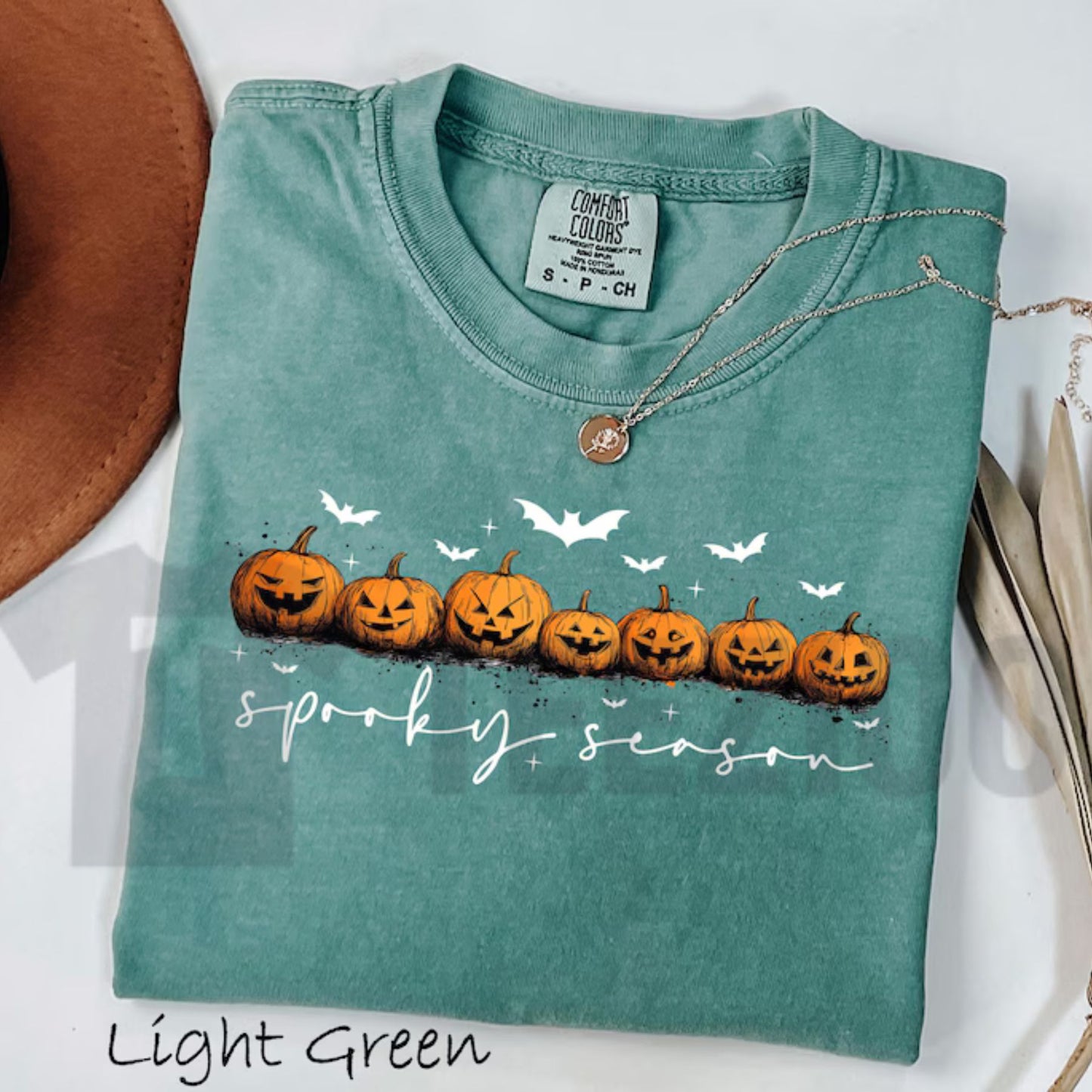 Comfort Colors Spooky Season Pumpkins Shirt – Halloween Ghost & Bat Tee