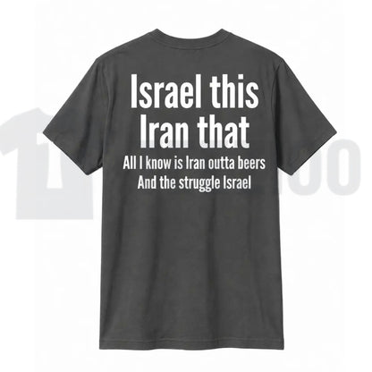Humorous Beer Pun Graphic Top – Funny Back Print Iran Outta Beers Apparel