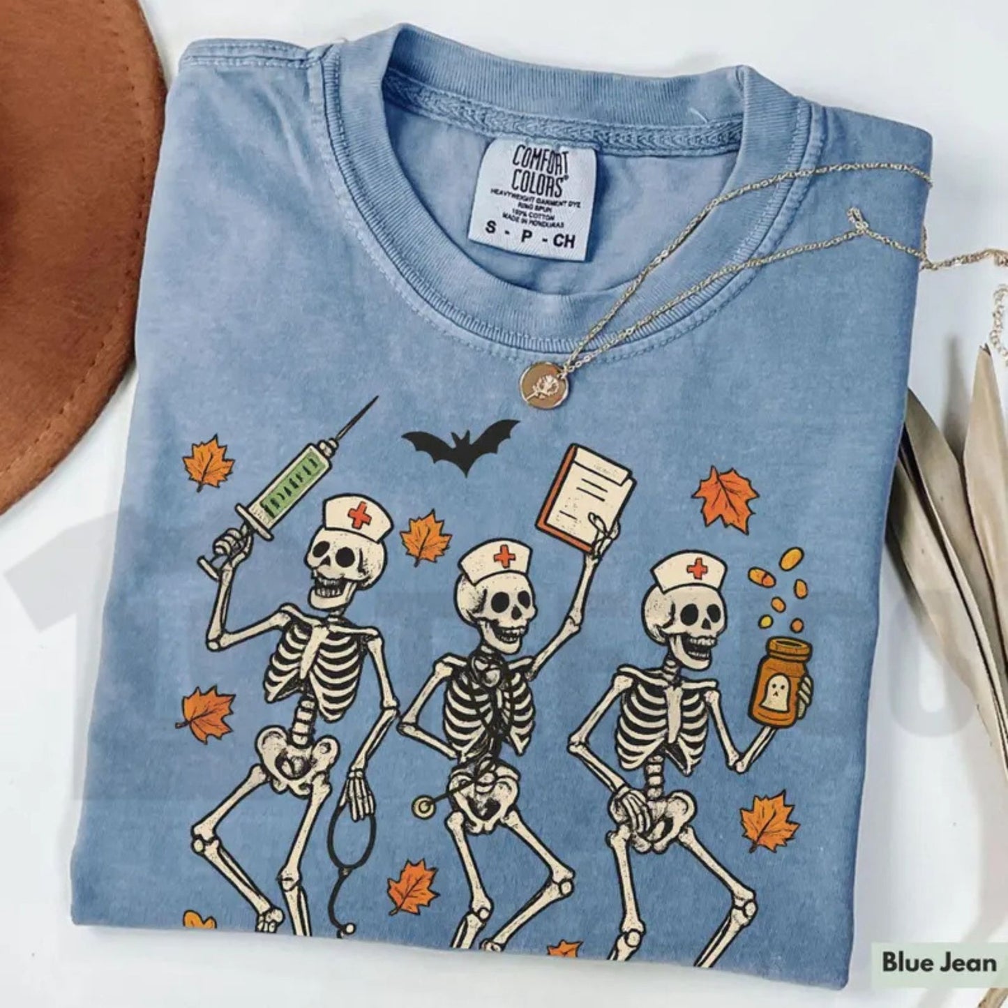 Spooky Season Nurse Skeleton Comfort Colors Shirt – Halloween RN Fall Tee