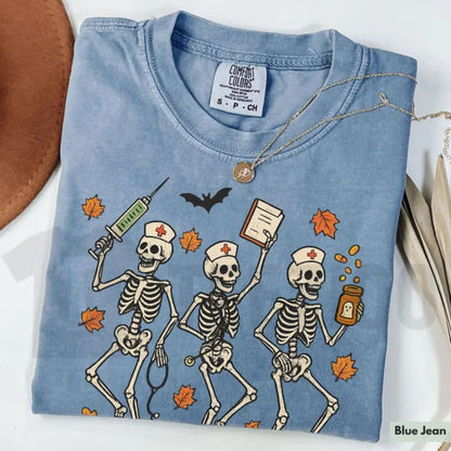 Spooky Season Nurse Skeleton Comfort Colors Shirt – Halloween RN Fall Tee