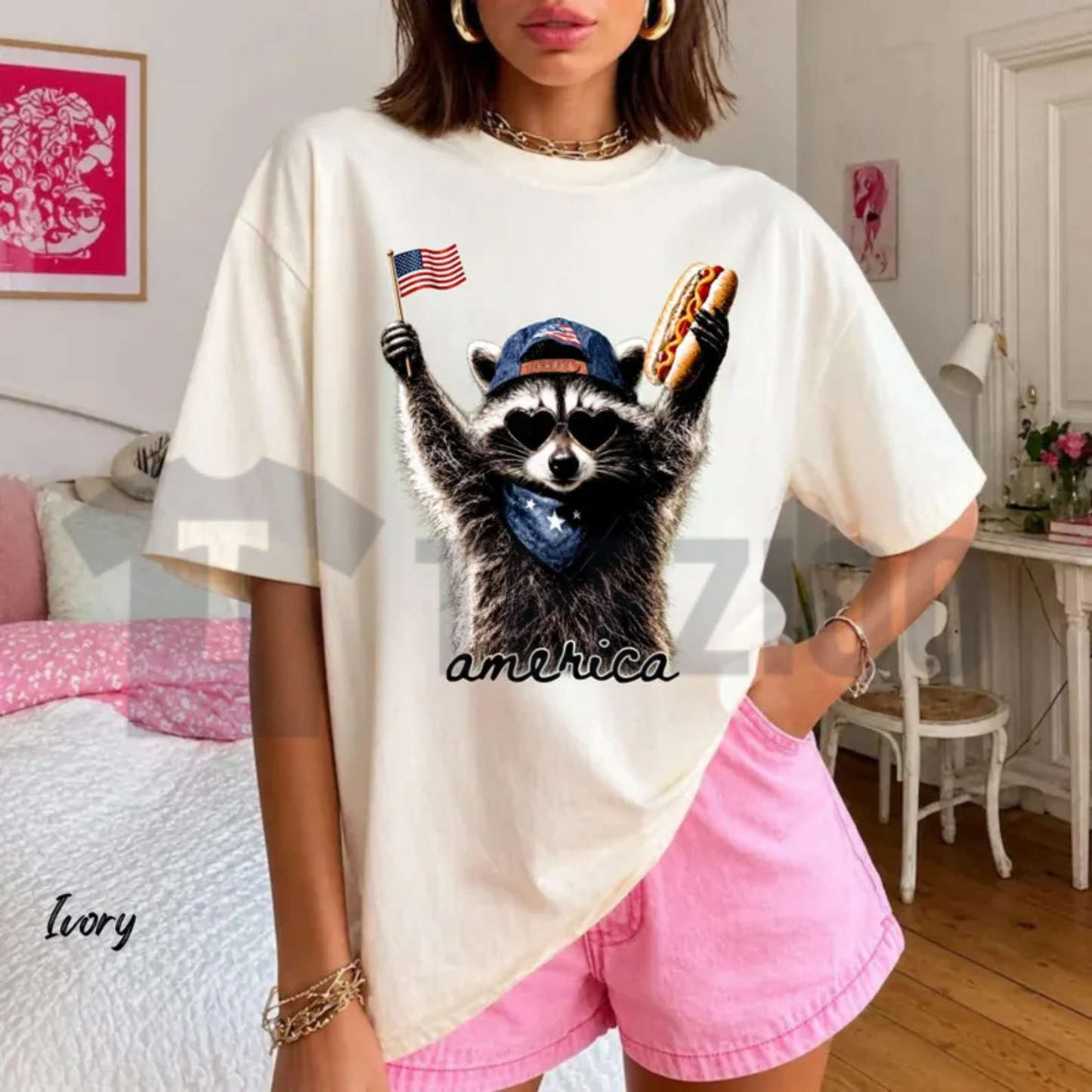 Feral Free Raccoon 4th of July Shirt | Comfort Colors Tee