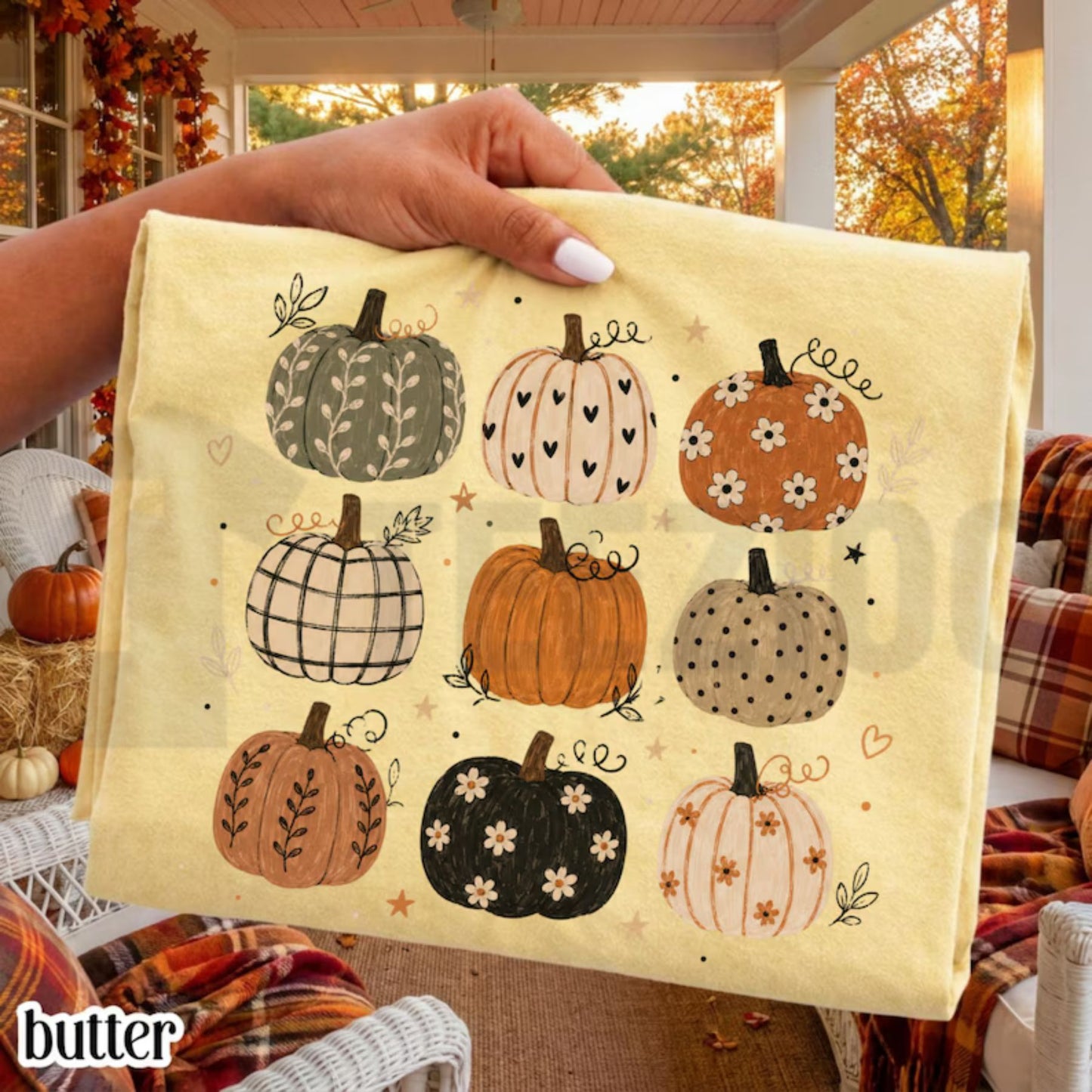 Boho Pumpkin Comfort Colors Shirt – Cute Fall Autumn Pattern Tee